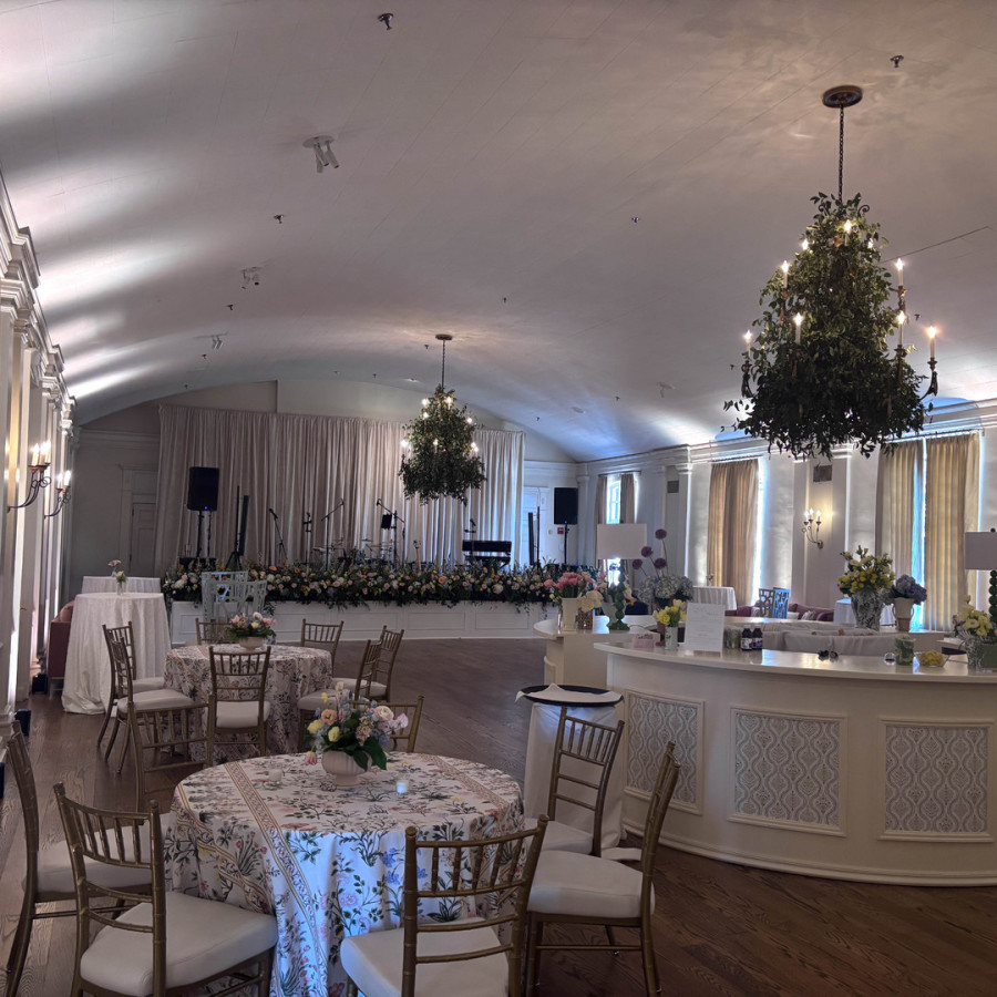 Uplighting pool area at Reynold Gardens
