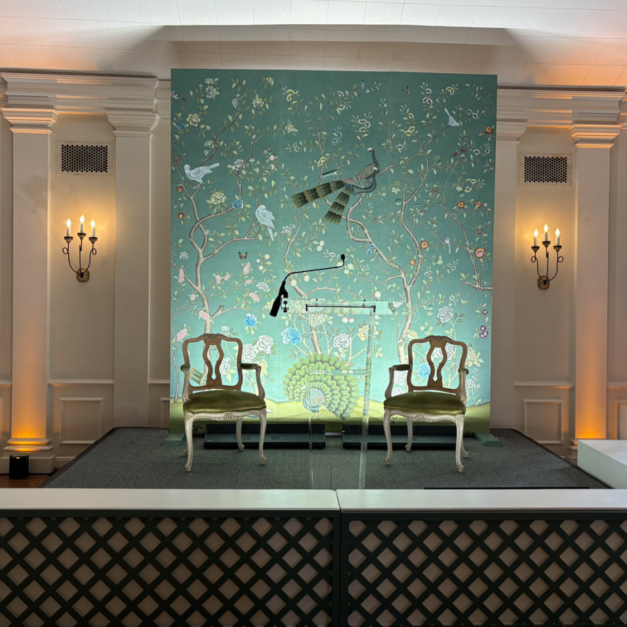 Podium of people at Davidson College