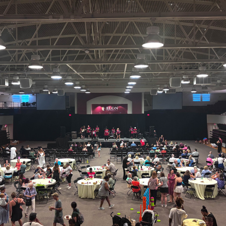 Podium of people at Davidson College