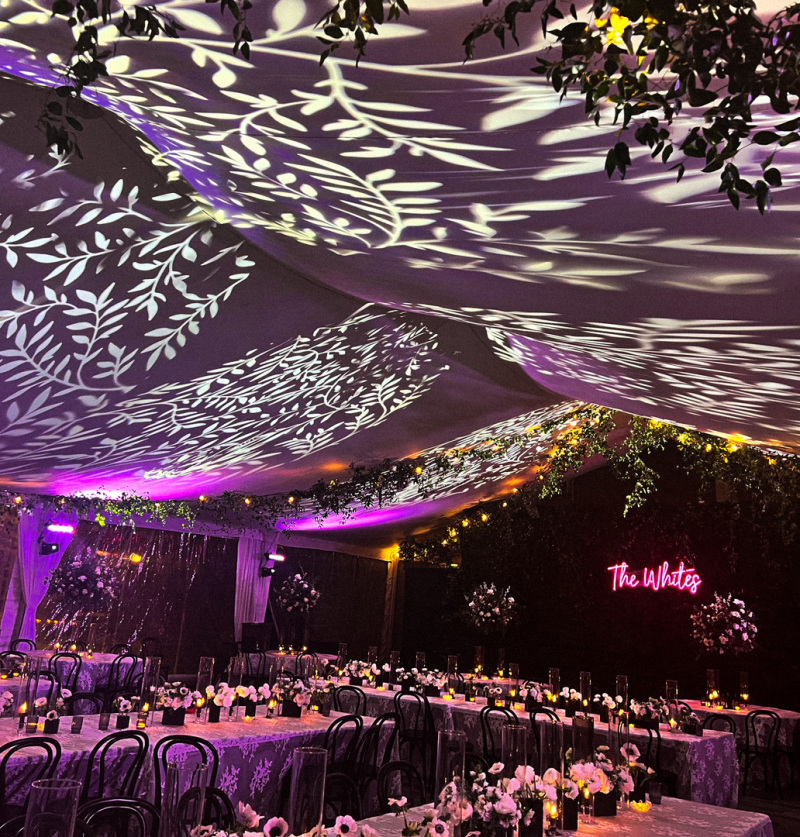 Wedding in a tent at Reynold Gardens