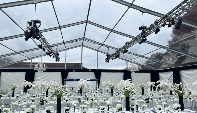 Truss lighting for a wedding